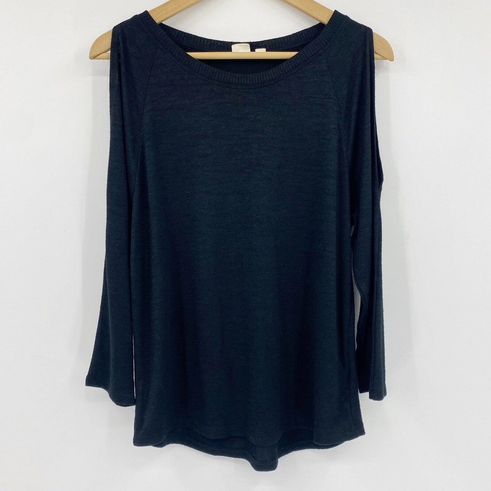 GAP 3/4 Sleeve Cold Shoulder Lightweight Sweater Black Sz S
